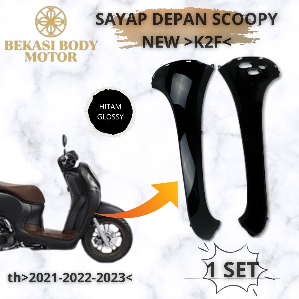 Sayap samping kap  Body depan kanan kiri scoopy new prestige 2021 K2F hitam glosy non original