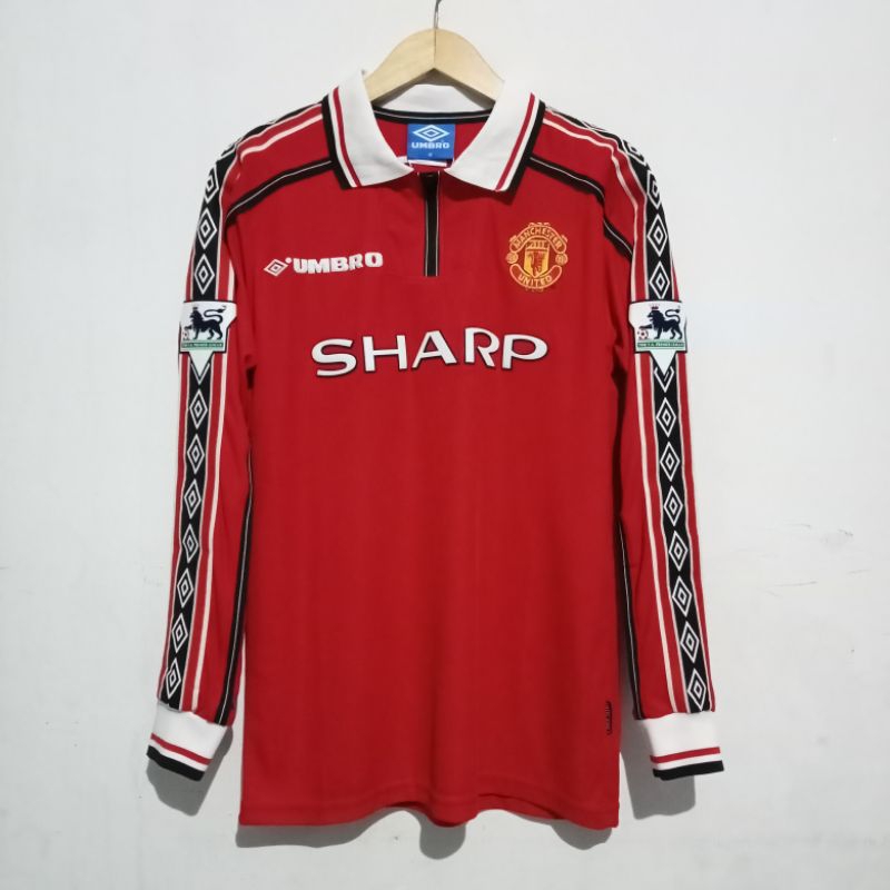 Jersey Manchester United Home 1998/1999 Long Sleeve Nameset Beckham Jersey Beckham Lengan panjang Je