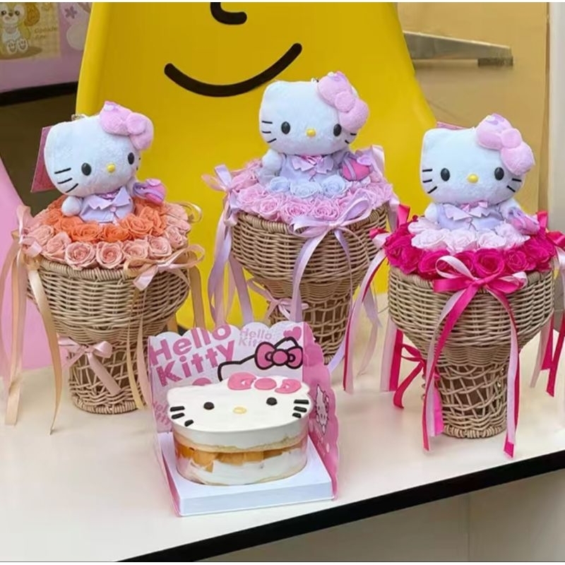 Buket bunga hello kitty + paper bag