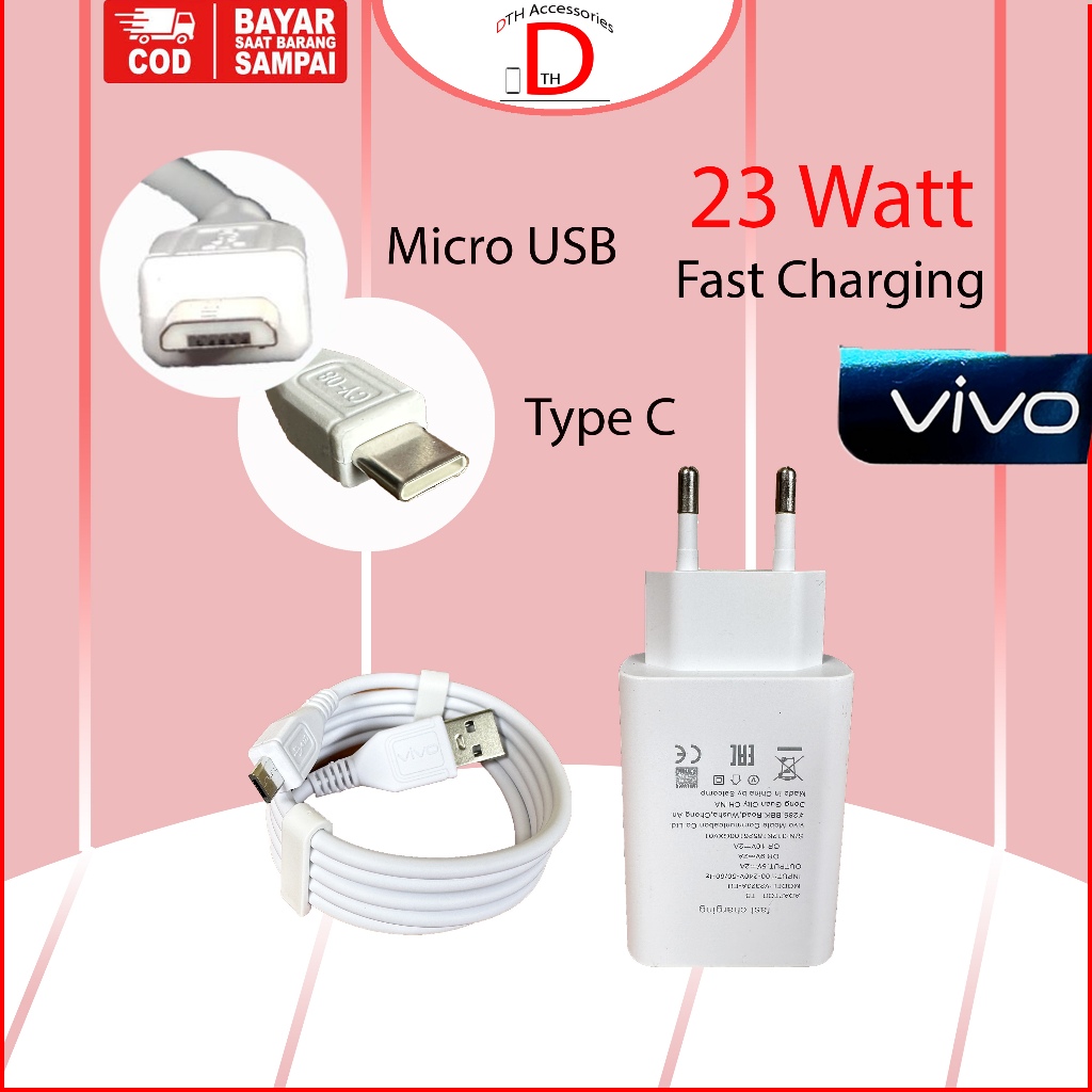 Charger Vivo 23 Watt Garansi 1 Bulan (cas +/- 1 menit naik 1%) Y01, Y03, Y12, Y15, Y17, Y18, Y19, Y2