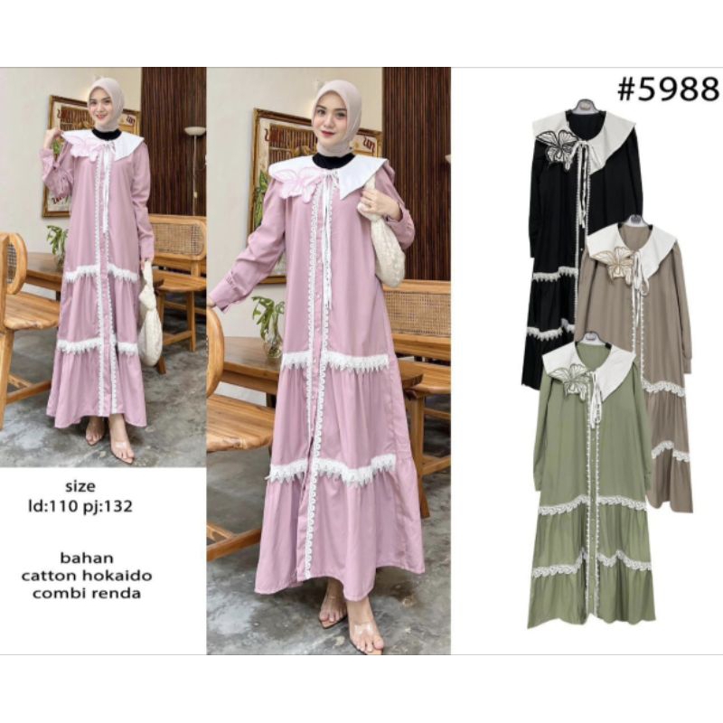 Dress Wanita kekinian/Dress Wanita Katun Renda/Dress Hitam/Gamis