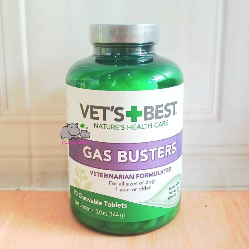 Vets Best Gas Buster 90 Tabs Obat Sakit Perut Anjing Kembung Dog Supplement