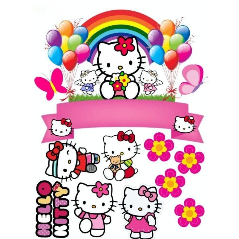 

Topper HELLO KITTY birthday Custom Nama/Hiasan Cake Ultah HELLO KITTY