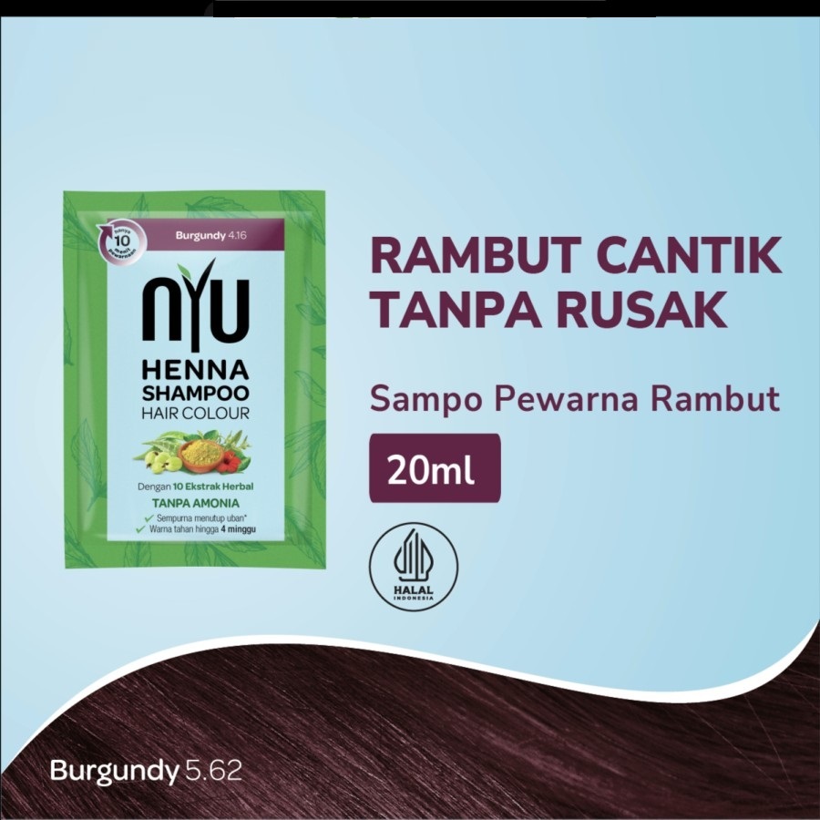Sampo Pewarna Rambut NYU Henna Shampoo Hair Color Burgundy