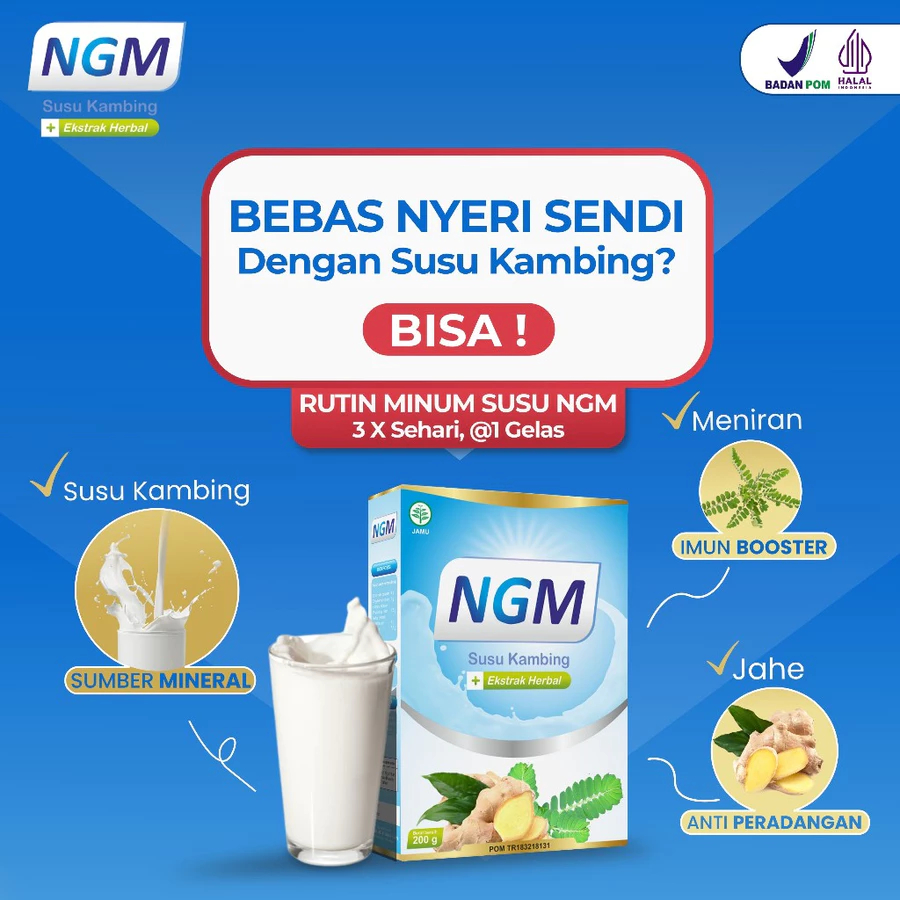 

Susu Kambing Etawa Untuk Nyeri Sendi NGM 200 gr - Untuk Penderita Osteoporosis Tulang Keropos