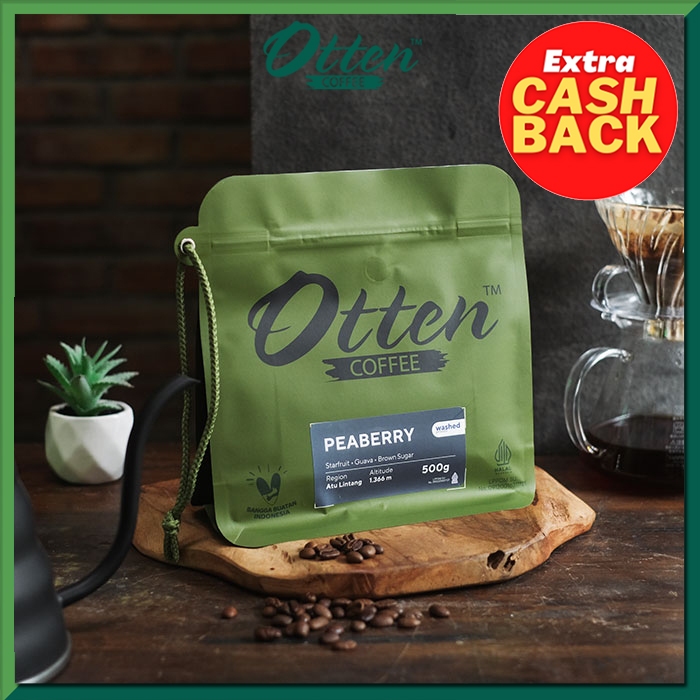 

Kopi Arabica Peaberry 500g - Biji / Bubuk Single Origin Otten Coffee Roasted Beans