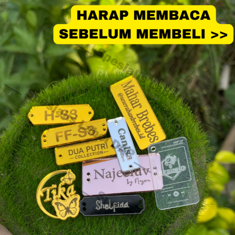 

Label Akrilik Custom / Label Hijab / Label Baju / Label Akrilik Custom Nama Minimal Order 50pcs