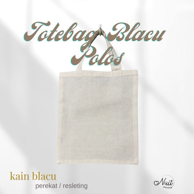 Totebag kain blacu polos perekat resleting - nuit.printing