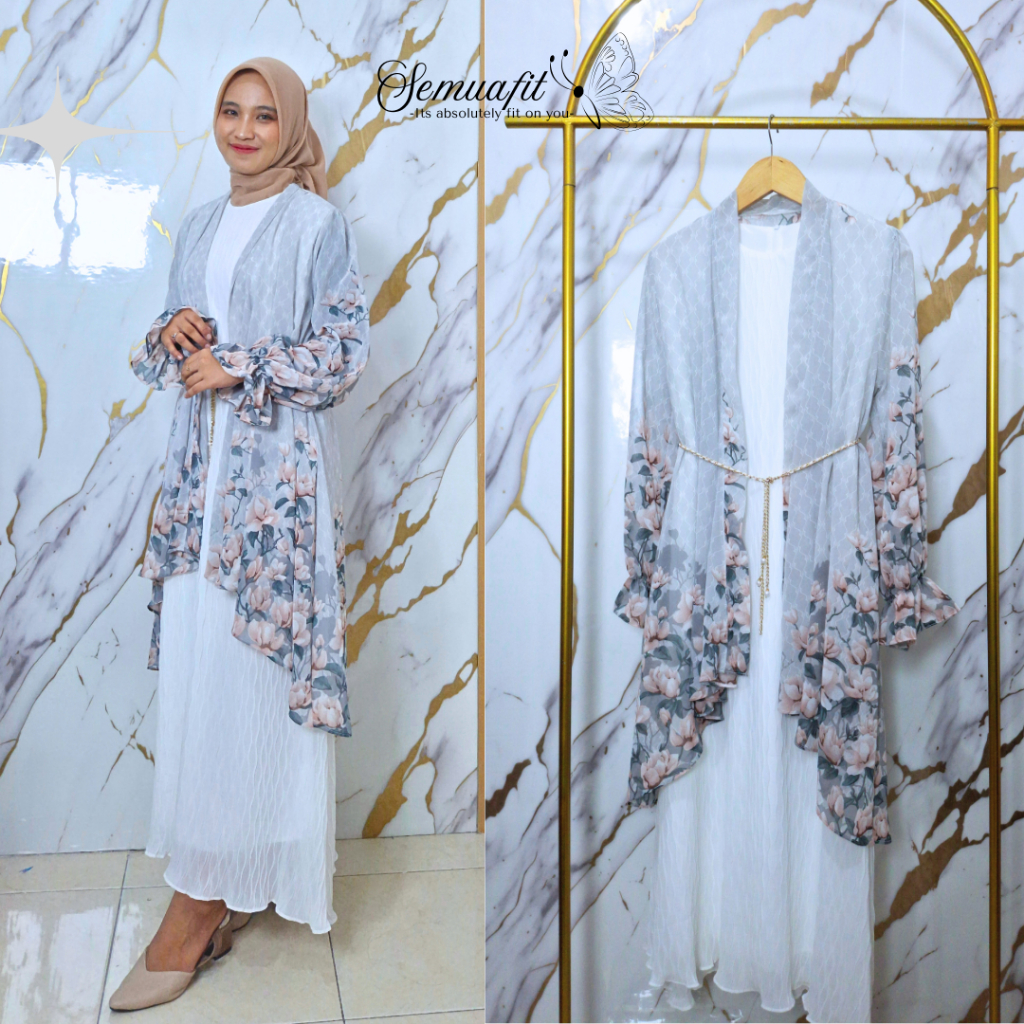 Semuafit - ADELLE SET Outer Inner Cantik Bahan Ceruty Plisket dress gamis lebaran