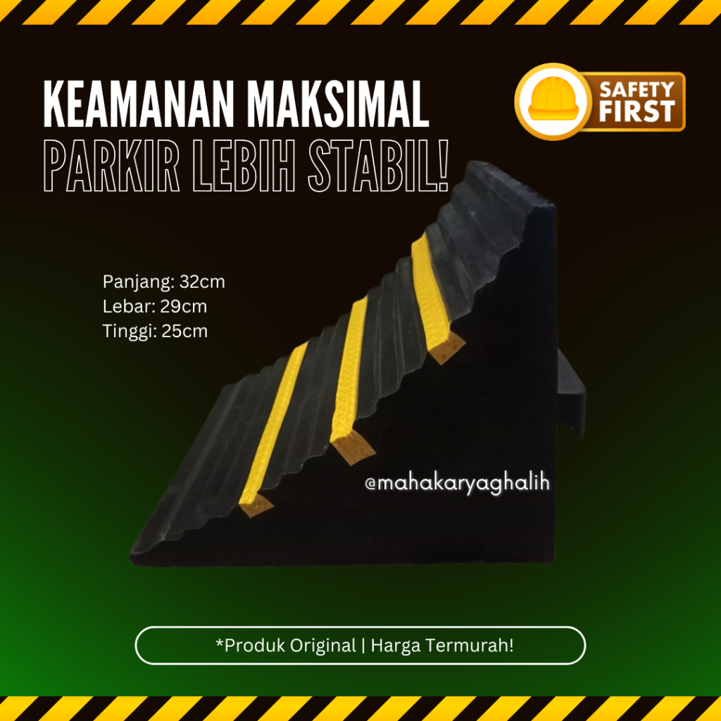 Wheel Chock Jumbo – Pengganjal Ban Mobil Besar, Truk, Bus, Trailer, Anti Slip & Safety Parking