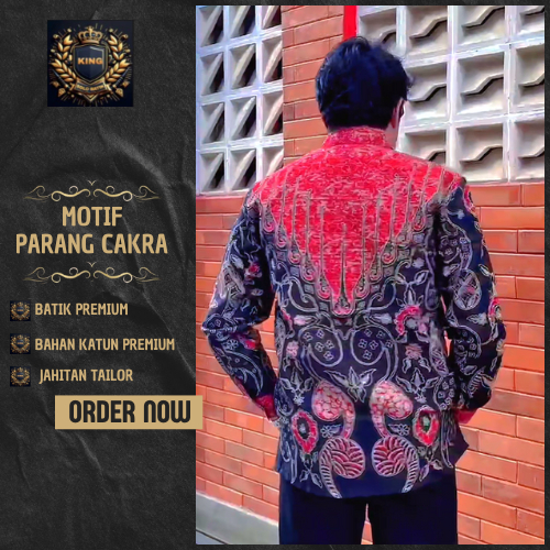 BATIK COUPLE Motif PARANG CAKRA | BATIK SOLO KING | Lengan Panjang Pendek full Lapis Furing