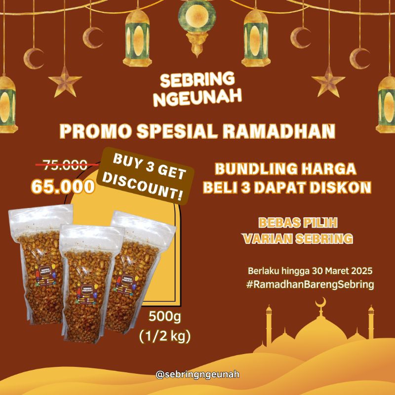 

SEBRING NGEUNAH_Bundling 3 Varian Sebring Bantat 500g (Makaroni, Kemplang, Krupuk Putih & Lainya)