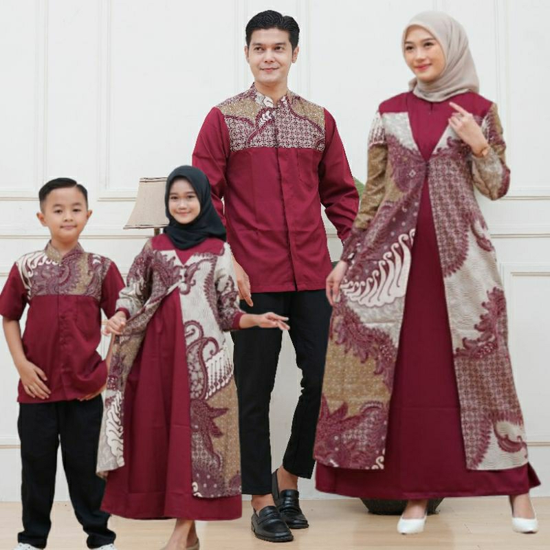 BAJU BATIK COUPLE KELUARGA, BAJU GAMIS SARIMBIT BATIK,GAMIS SOFIA COUPLE