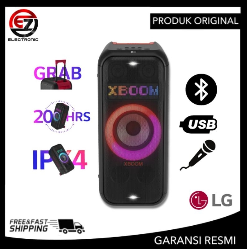 LG XL7S Speaker Bluetooth Aktif Portable dengan Konektivitas TWS dan Lampu RGB