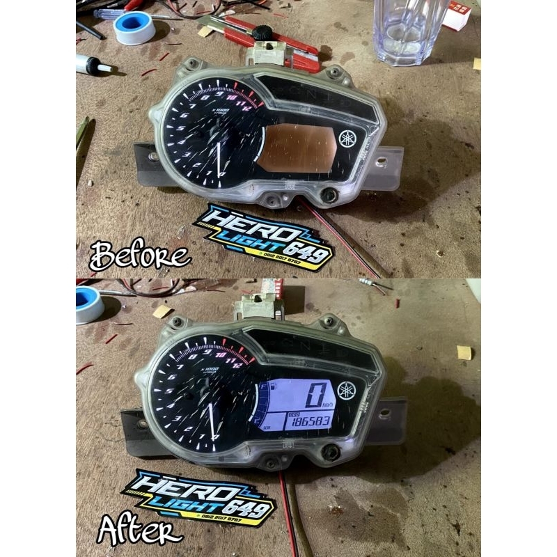 Service sunburn modif warna speedometer motor