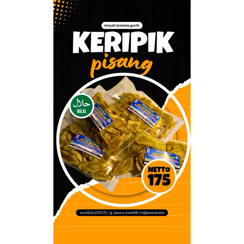 

Keripik pisang Rasa original manis Crispy Gurih Renyah manis 175gram