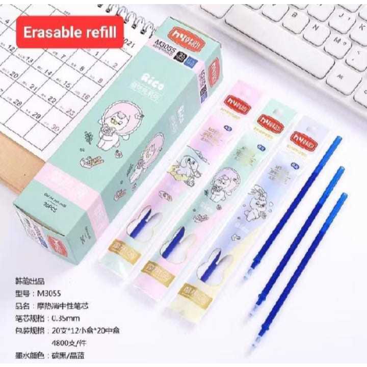 

SATU PACK ( 20 PCS ) REFILL HITAM ERASABLE PEN Isi Ulang Pulpen Gel Karakter