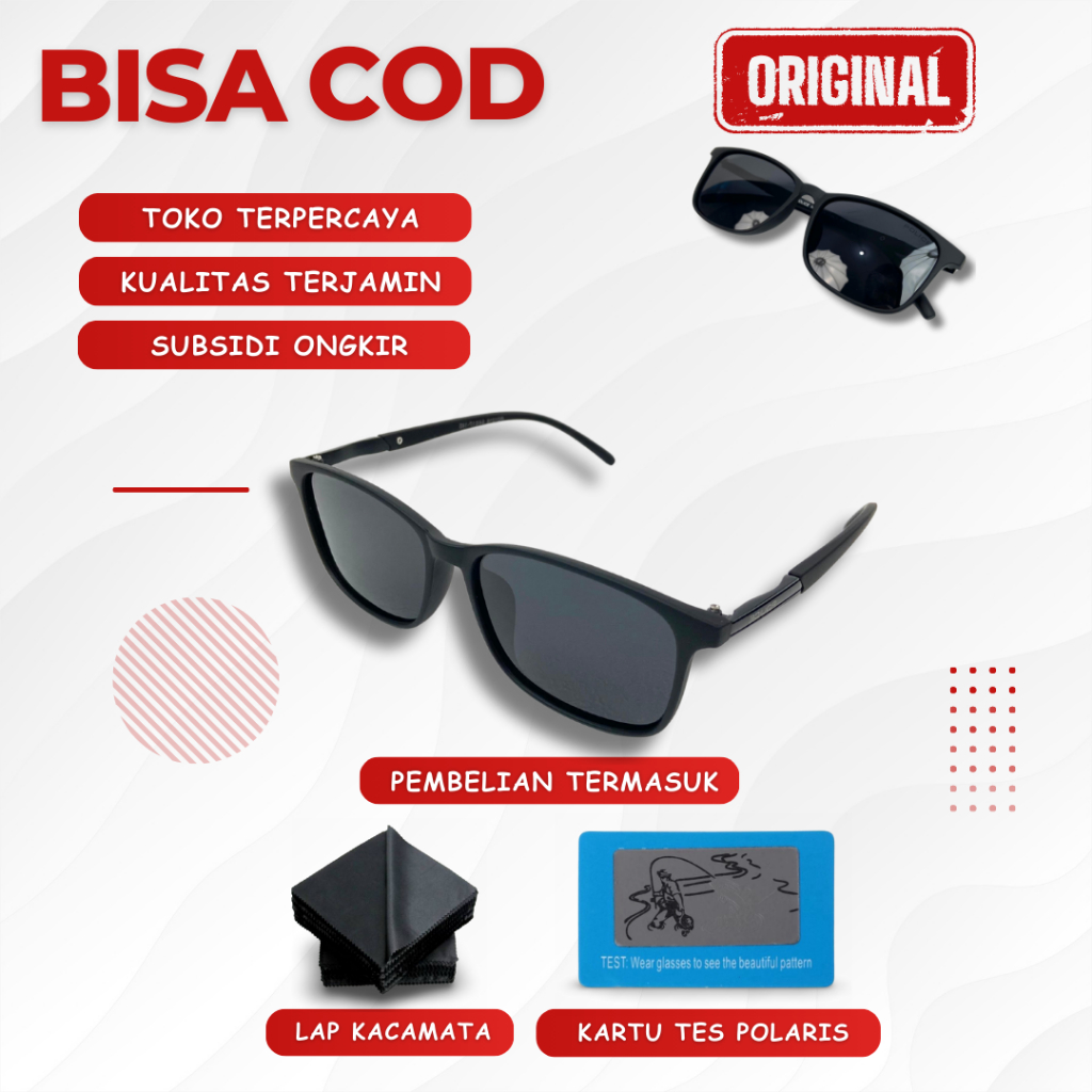 Kacamata Pria Police1216 Lensa Polaris Anti Silau Cocok Berkendara Motor dan Mobil Kaca Mata Lensa P