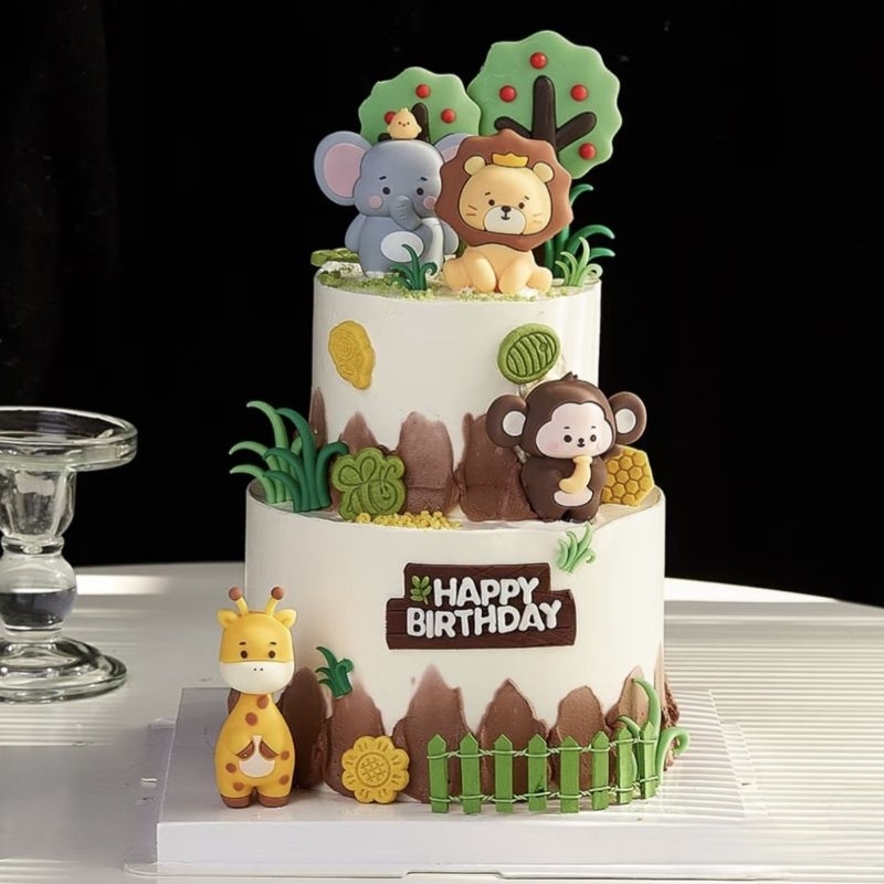 

Topper Kue Safari/Zoo/Hiasan Ulang Tahun/Birthday Animal Lucu Singa/Gajah/Tupai/Hippo/Monyet/Jerapah