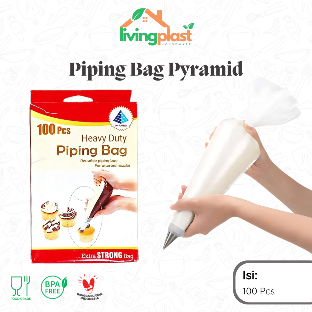 Plastik Segitiga Piping Bag Pyramid @100Pcs / Plastik Segitiga Tebal / Piping Bag Murah /