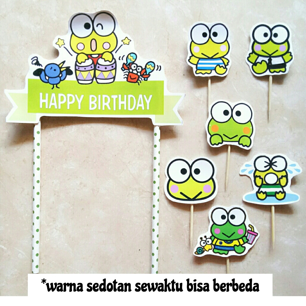 satu set dekorasi kue cake topper hiasan kue ulang tahun tema Kero Keroppi