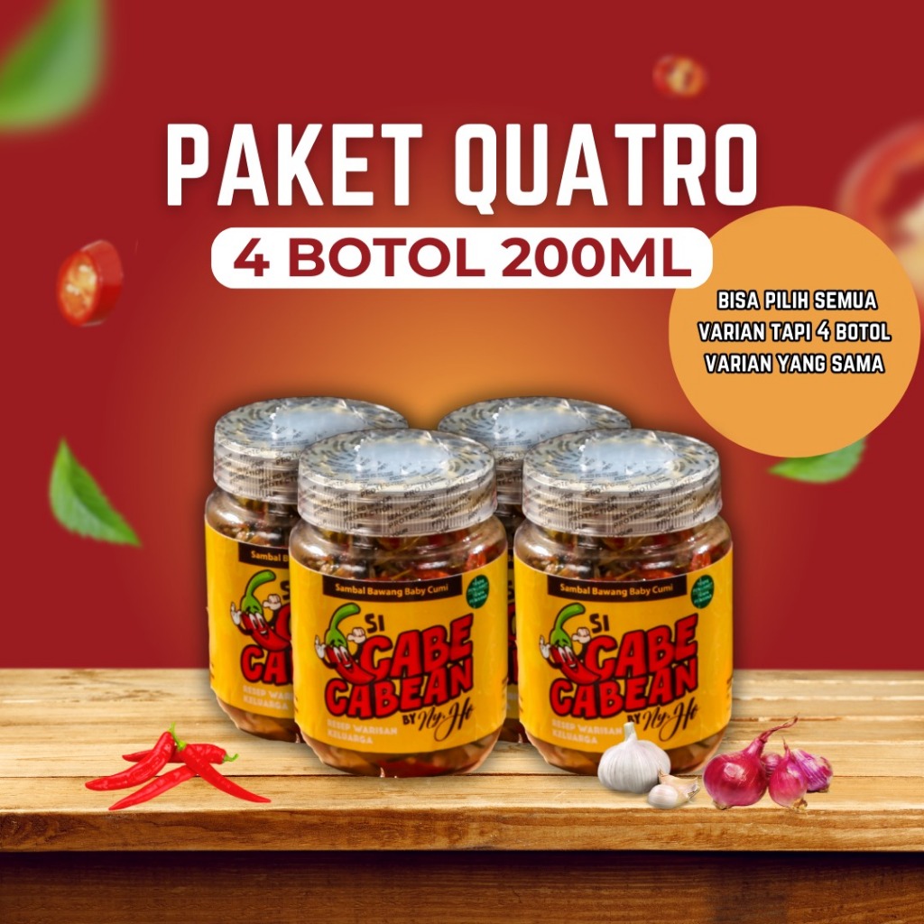 

Si CabeCabean - Paket Sambal Quarto 200ML | Sambel Lokal Paket Hemat Isi 4, Termurah & Ekonomis