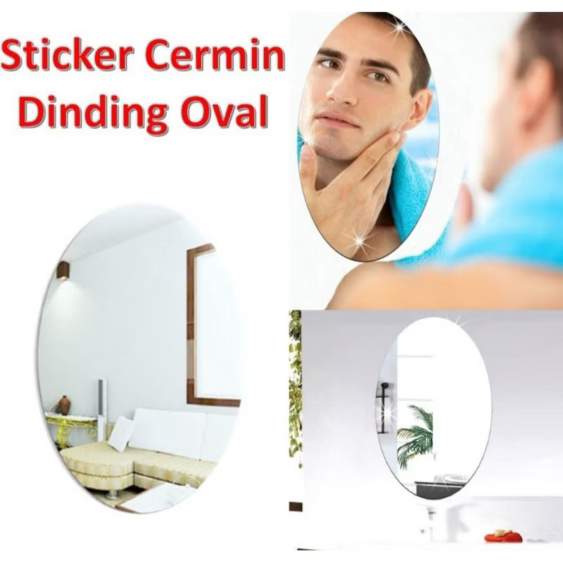 Cermin Ajaib Anti Pecah - Cermin Viral Ajaib Tempel - Stiker Cermin Oval Ajaib Anti Pecah