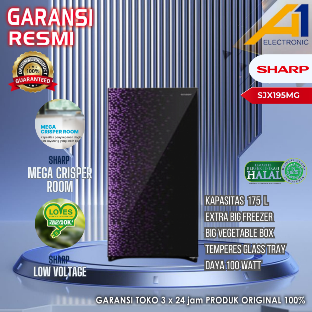 KULKAS SHARP SJX195MG / SJX 195 MG 175 LITER 100% GARANSI RESMI