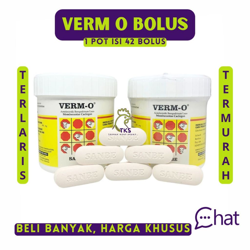 VERM-O 42 Bolus - OBAT CACING TERNAK AMPUH, Obat Cacing Sapi, Kambing, Dombal, Kuda, Babi - SANBE