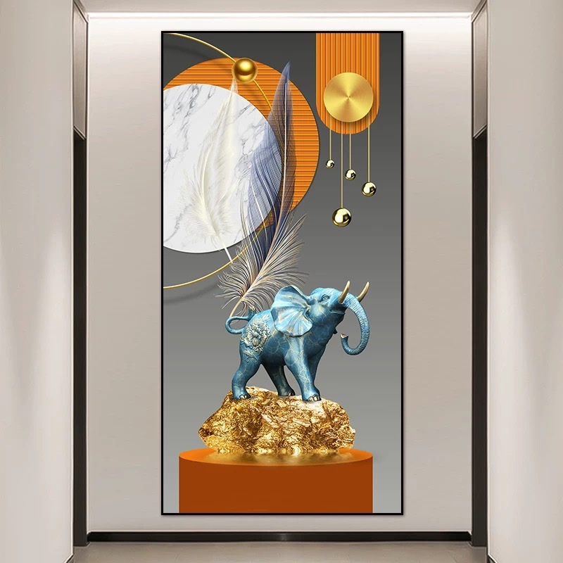 Lukisan Porcelain 5D Diamond Motif Gajah Elephant Pajangan Dinding Porselen 5 Dimensi Kristal Timbul