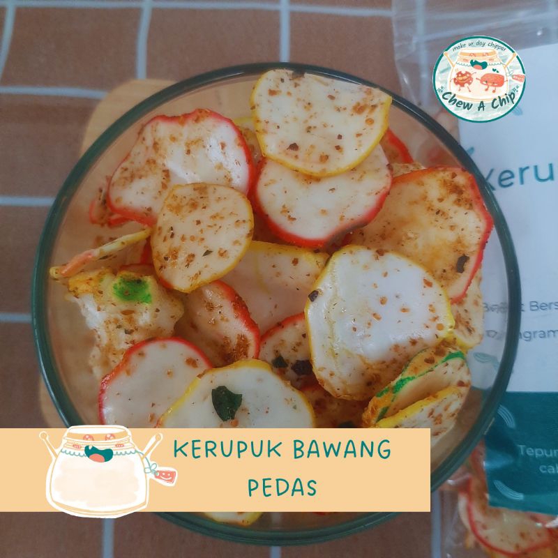 

Chew A Chip : Seblak kering kerupuk bawang | Kerupuk Bawang Bantet Pedas Daun Jeruk