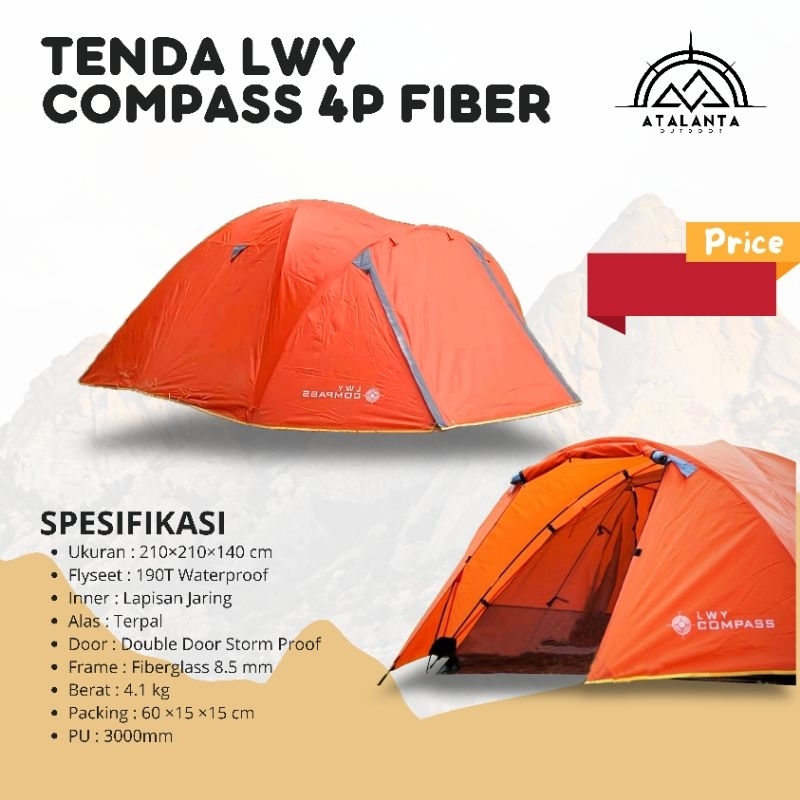 LWY Compass 4p tenda kapasitas 4 Orang double Layer