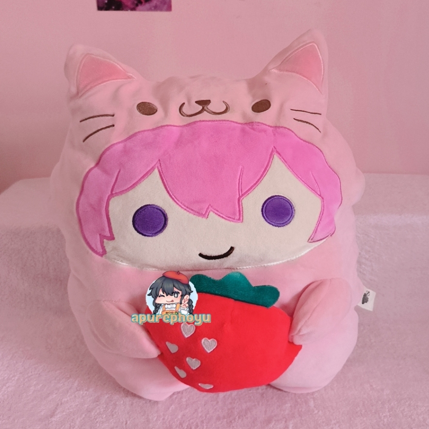 Boneka Sutopuri Strawberry Prince Satomi Mochi Mochi Animal Cat Big Plush