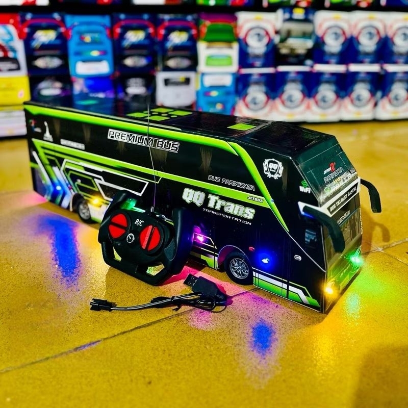 miniatur bus teloet, bus remote control, sudah baterai+charger