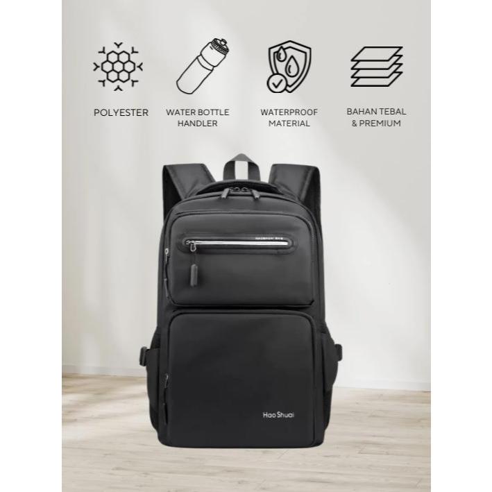 Tas Ransel Haoshuai Waterproof Backpack Sekolah Remaja Anti Air #3408