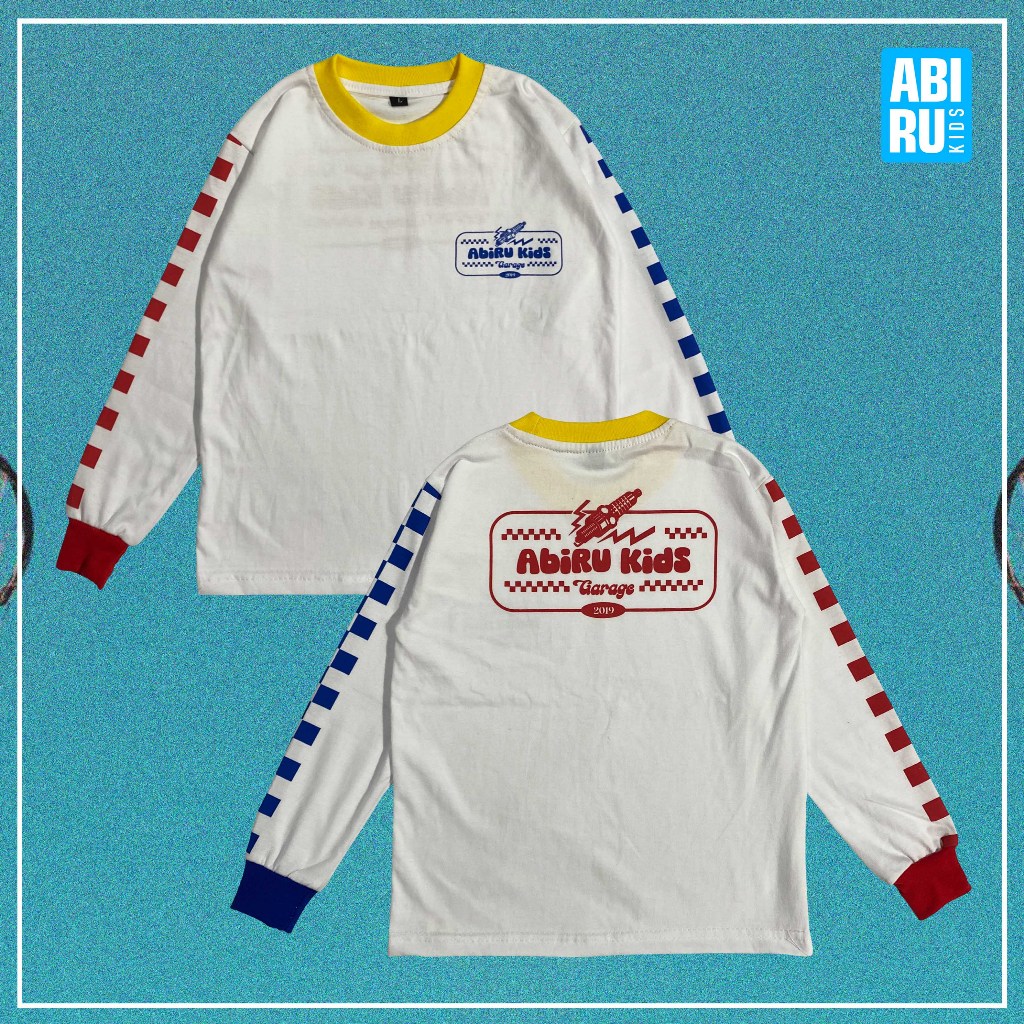 Abiru kids garage kaos anak lengan panjang motorstyle Baju Kaos Anak Motor Lengan Panjang Unisex