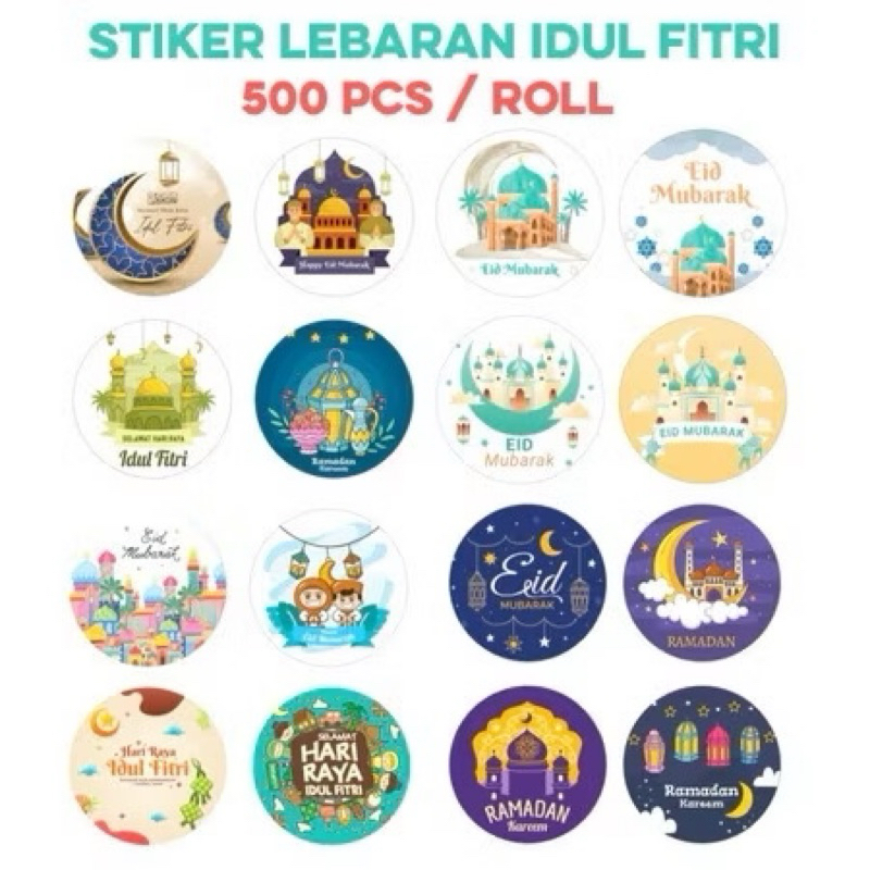 

500 Pcs Sticker Roll 2,5cm Stiker Selamat Hari Raya Idul Fitri dan Haji Umroh Tempel di Kado Toples Kue Unik