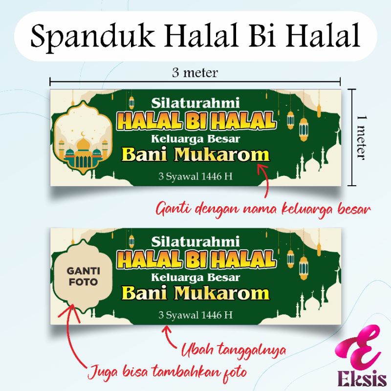 Spanduk custom acara halal bi halal, ukuran 3x1 meter