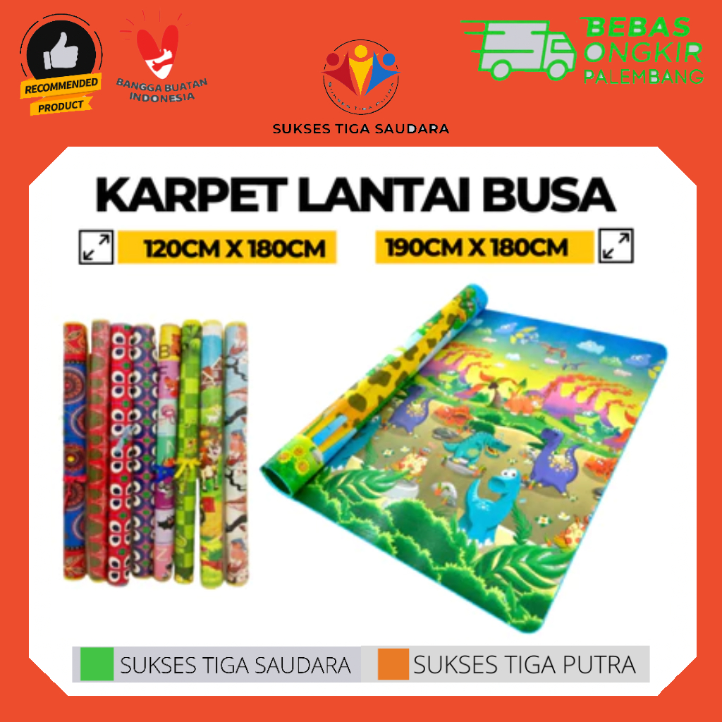 KARPET TIKAR LANTAI PLASTIK BUSA BOLAK BALIK / SPON MATRAS GULUNG KARAKTER ANEKA GAMBAR / MURAH / BE
