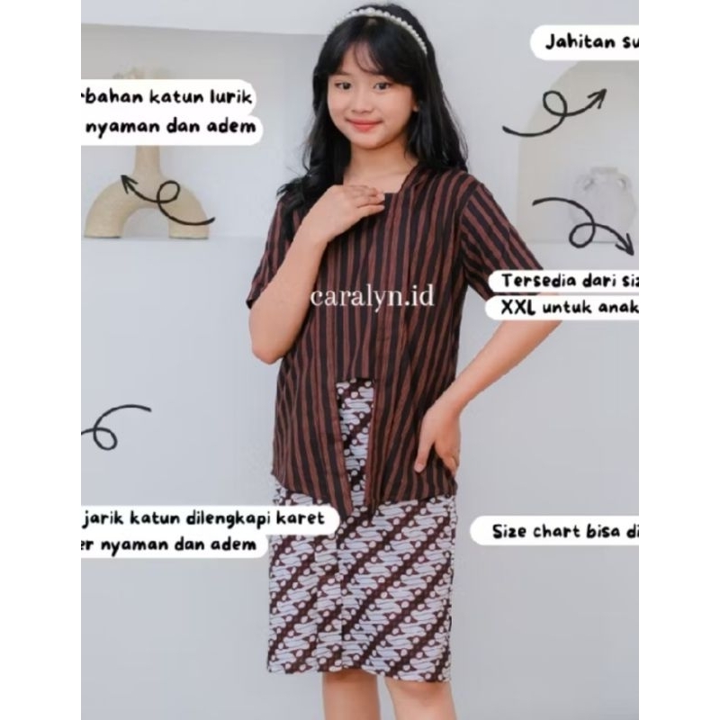kebaya kutubaru lurik anak lengan pendek