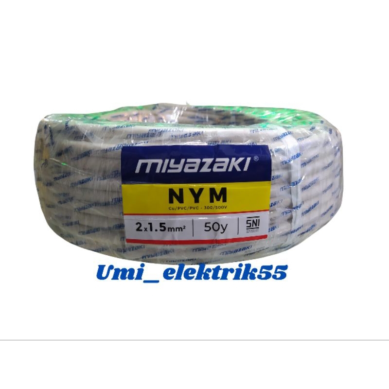 kabel nym 2x1,5 MIYAZAKI tembaga murni SNI