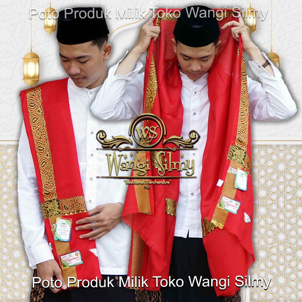 Sorban Kashmiri Asli India Merah - Sorban Merah - Sorban Haji - Sorban Panjang - Keffiyeh