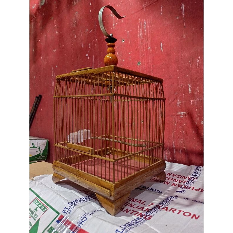 kandang cungko bambu kotak sangkar cungko ukuran 22x22 cocok untuk burung kecil