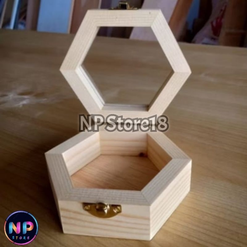 Ringbox Rustic Hexagonal | Tempat Cincin Box Mahar Pernikahan Dan Seserahan Hexagonal