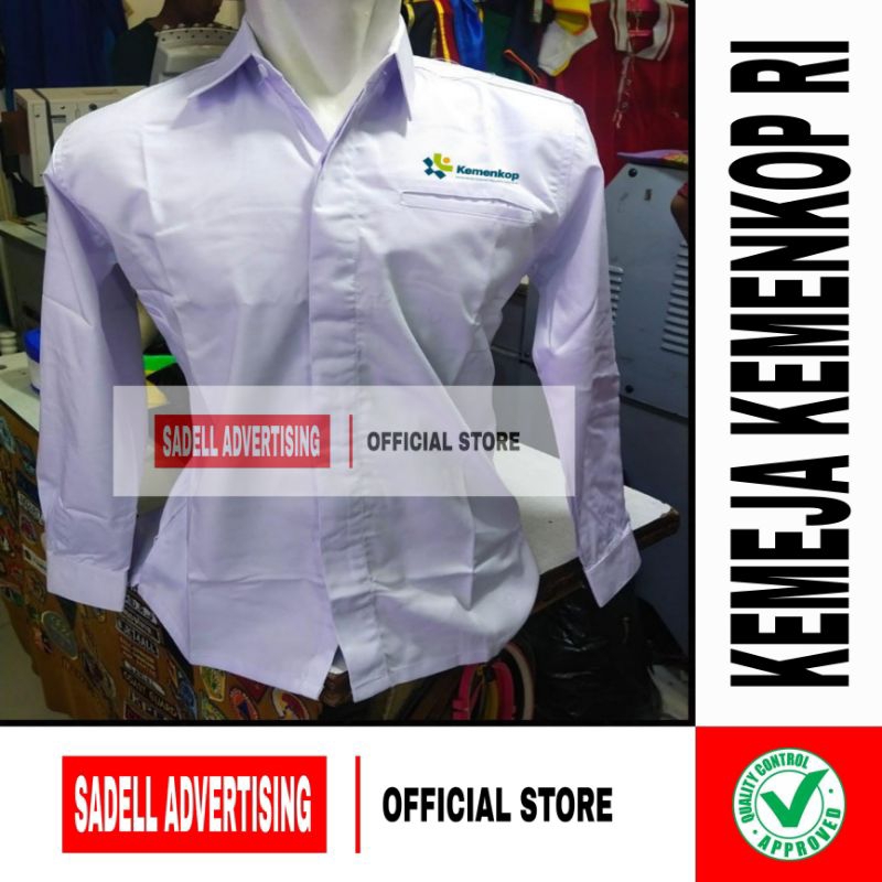 Kemeja KEMENKOP RI Seragam Kementerian Koperasi Indonesia RI Putih Lengan Panjang Pria Terbaru