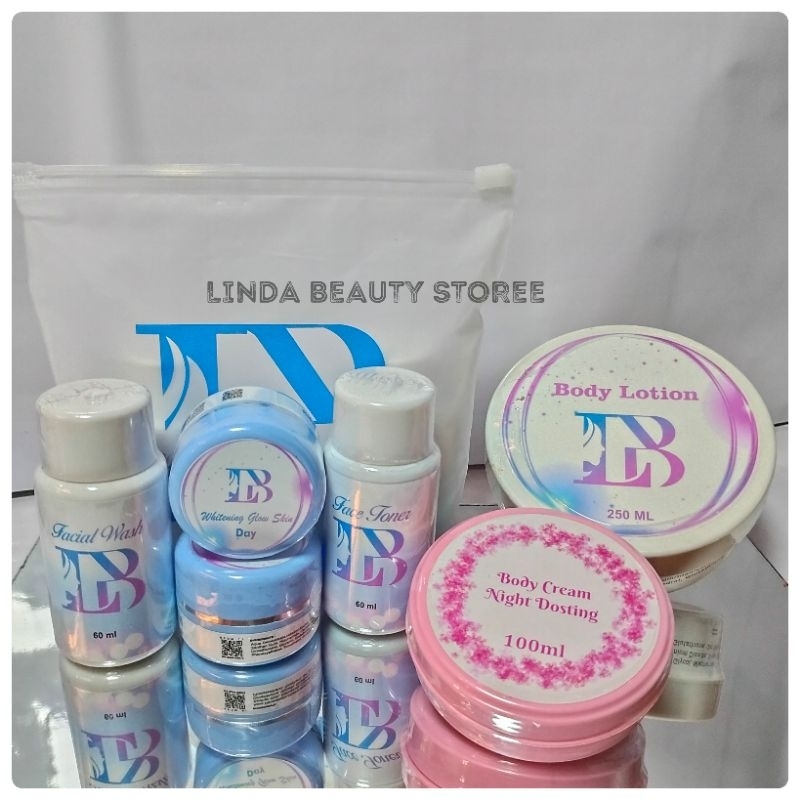 [LB] paket lengkap || 1 Whitening glow, 1 body lotion, 1 body cream Linda beauty || LB