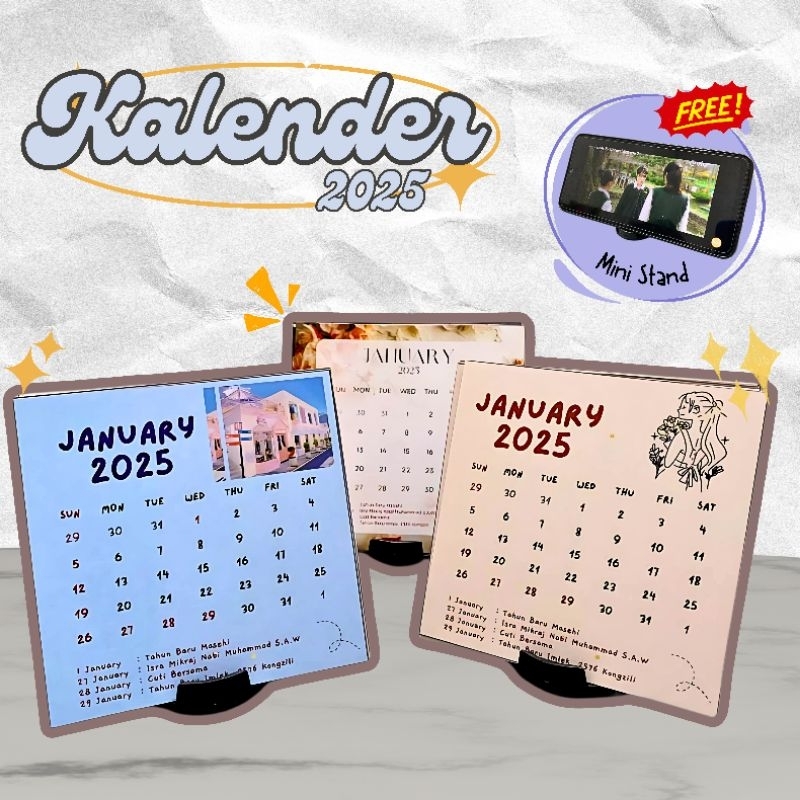 

MINI TABLE KALENDER CUTE / Kalender 2025 cute / Kalender meja mini / kalender aesthetic / kalender mini meja