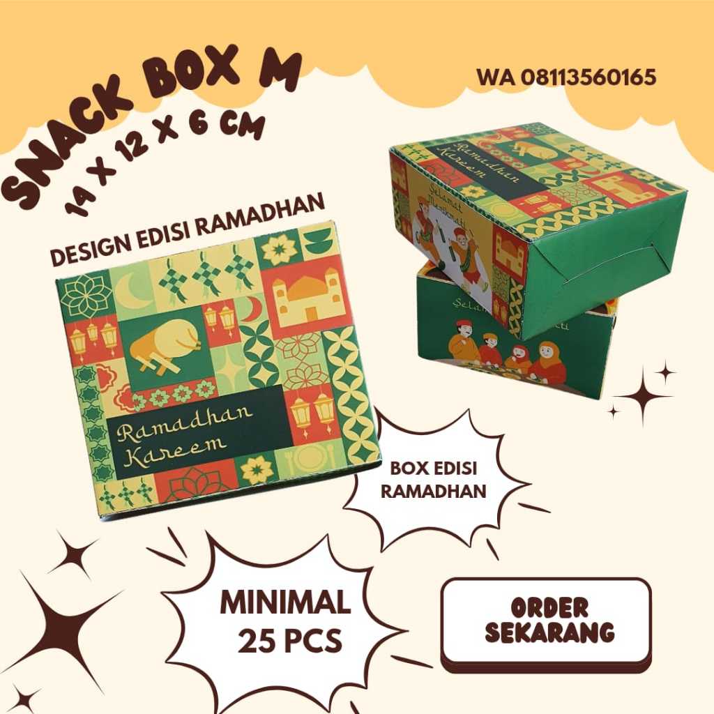 

Snack Box Takjil Dus Paper Kue 1 Pack Isi 25 Pcs Duplek 250 GSM Size 14 x 12 x 6 Cm