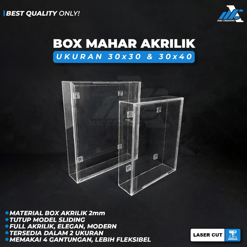 Frame Mahar Akrilik - Box Mahar Akrilik Sliding - Kotak Mahar Akrilik Ukuran 30x30x6 & 30x40x6