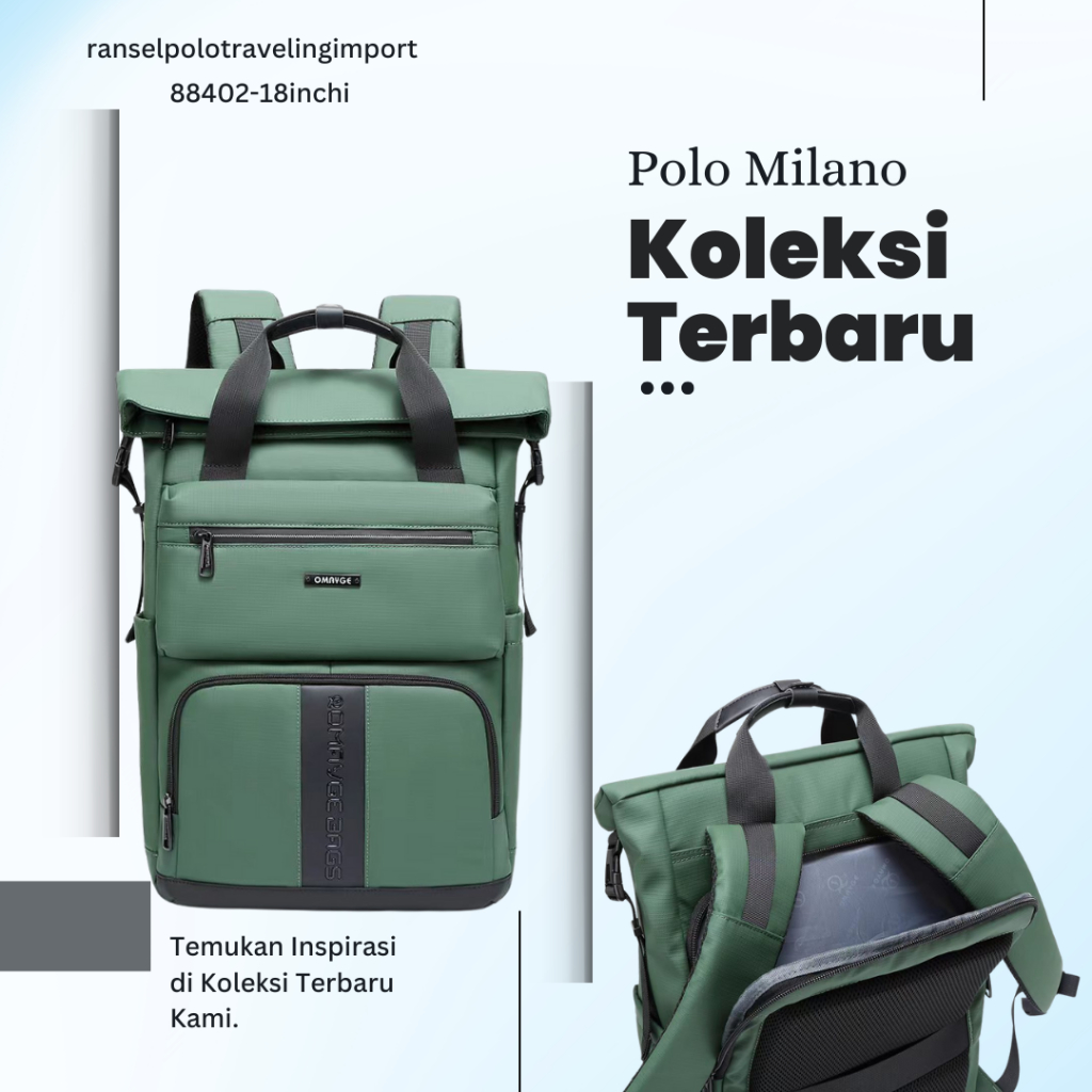 Ransel Laptop Pria Import Polo Milano 88402-18inchi Tas Pria Wanita Anti Air